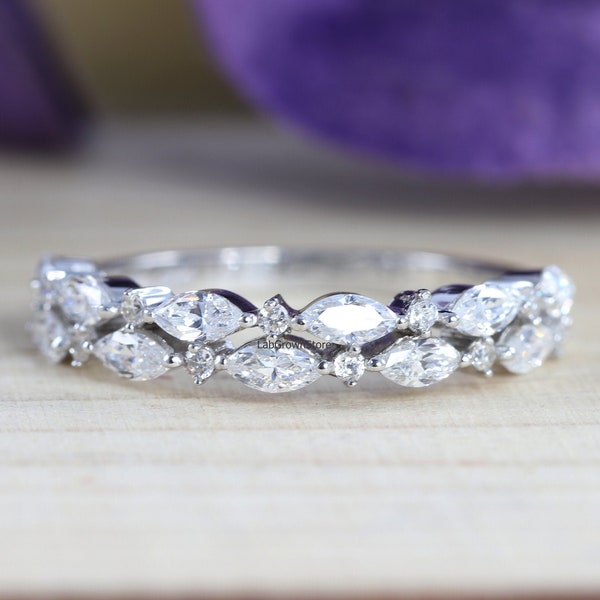 Marquise and Round Diamond Wedding Band - Etsy