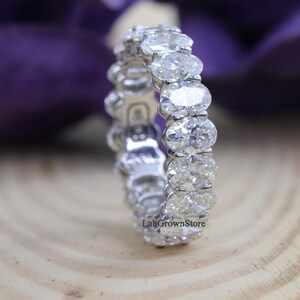 Oval Cut Eternity Engagement Ring, Oval Cut Wedding Band, Oval Cut Full Eternity Band, Oval Eternity Ring, 10K/14K/18K Solid White Gold Ring
