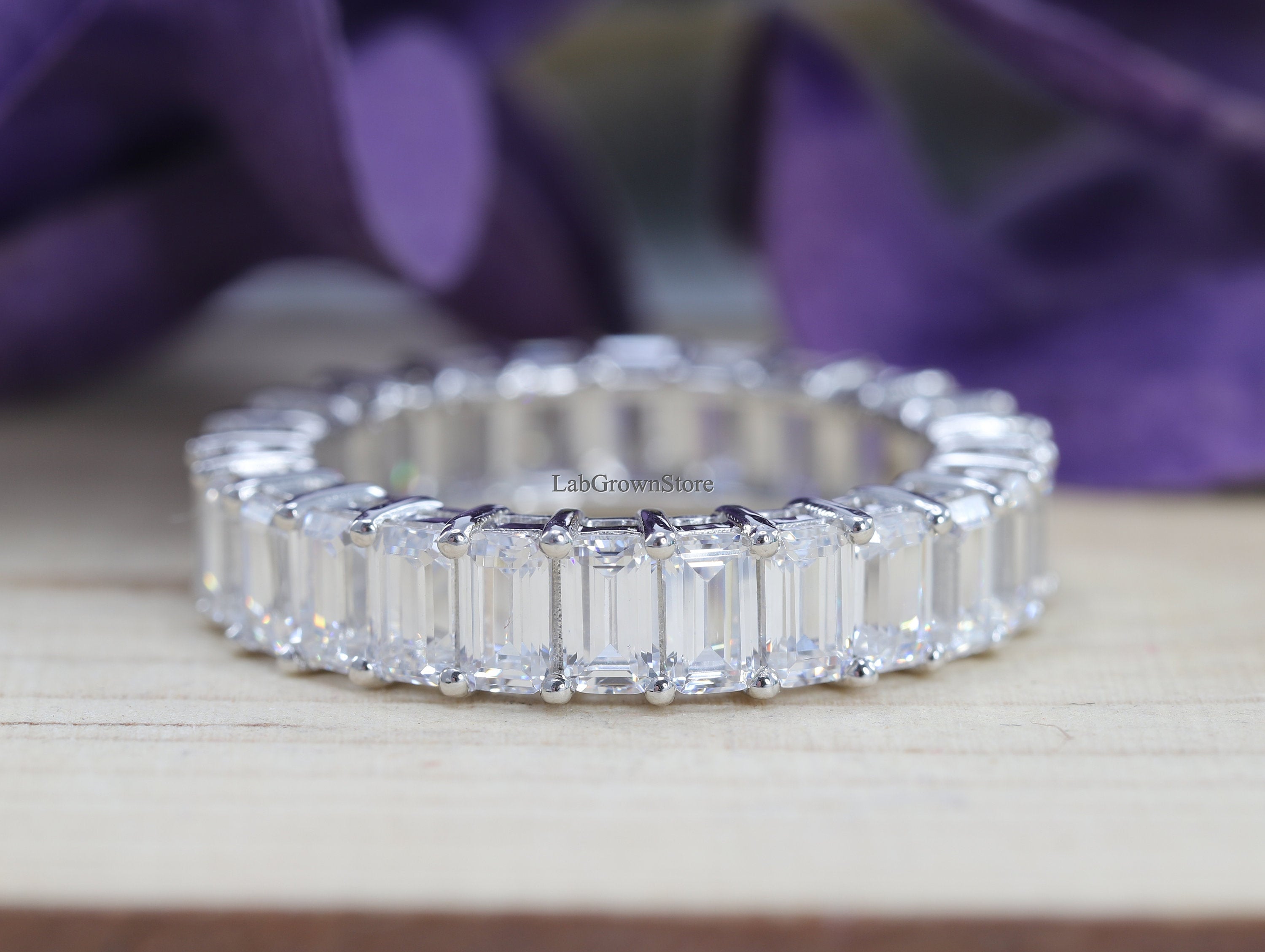 Emerald Cut Wedding Band Emerald Cut Full Eternity Band Etsy