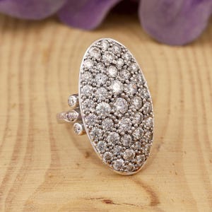 Vintage Art Deco Ring, Oval Shaped Cluster Bella Round Cut Diamond Ring, Bella Style Engagement Certified Labgrown Diamond Ring, 14k Gold