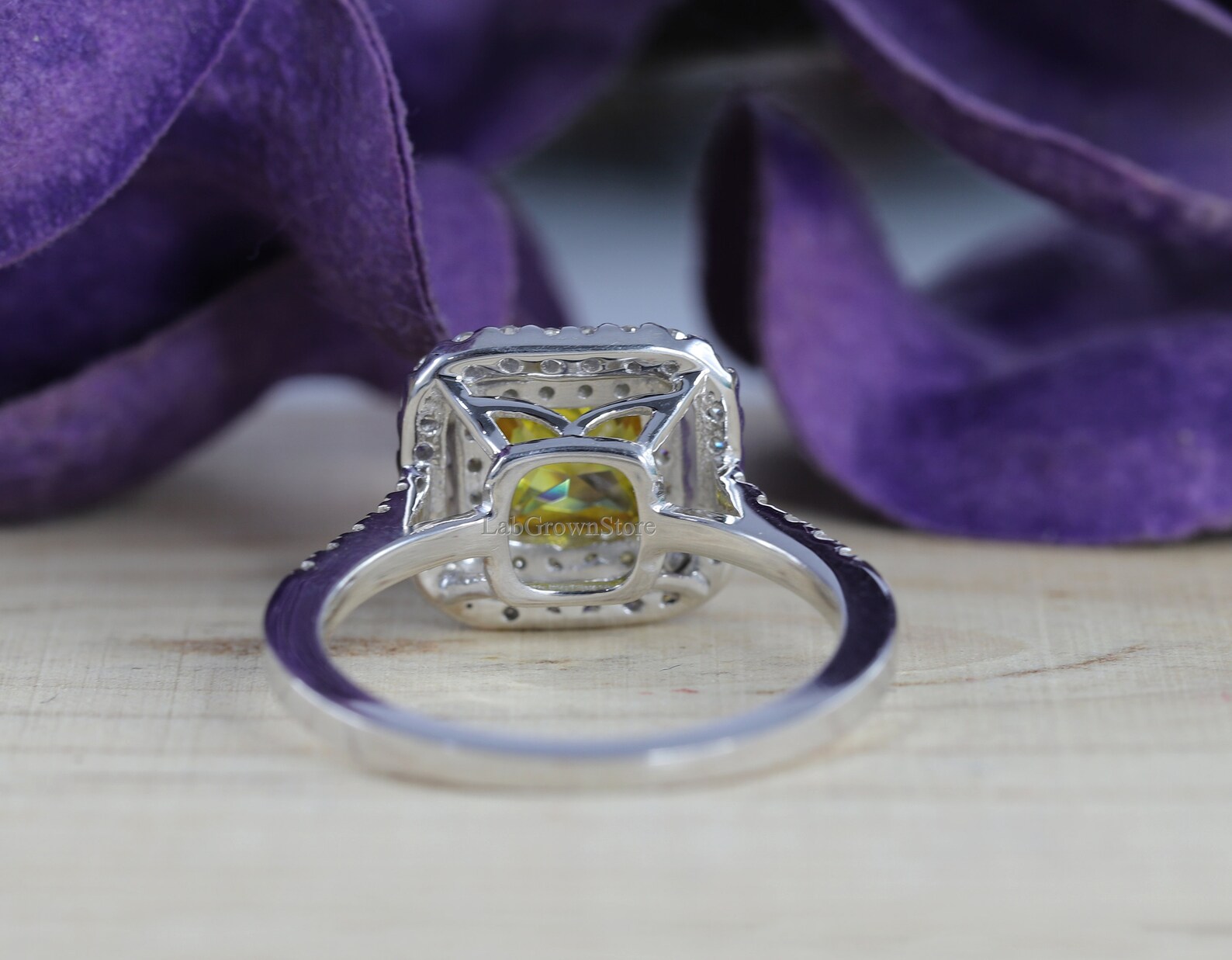 1.5 Carat Radiant Cut Canary Yellow Diamond Engagement Ring Etsy