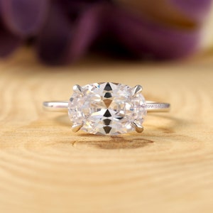 Oval IGI Certified Lab Grown Diamond Ring, Engagement Solitaire Ring, East To West Oval Cut Wedding Ring, Oval Solitaire Ring, 14k Gold Ring