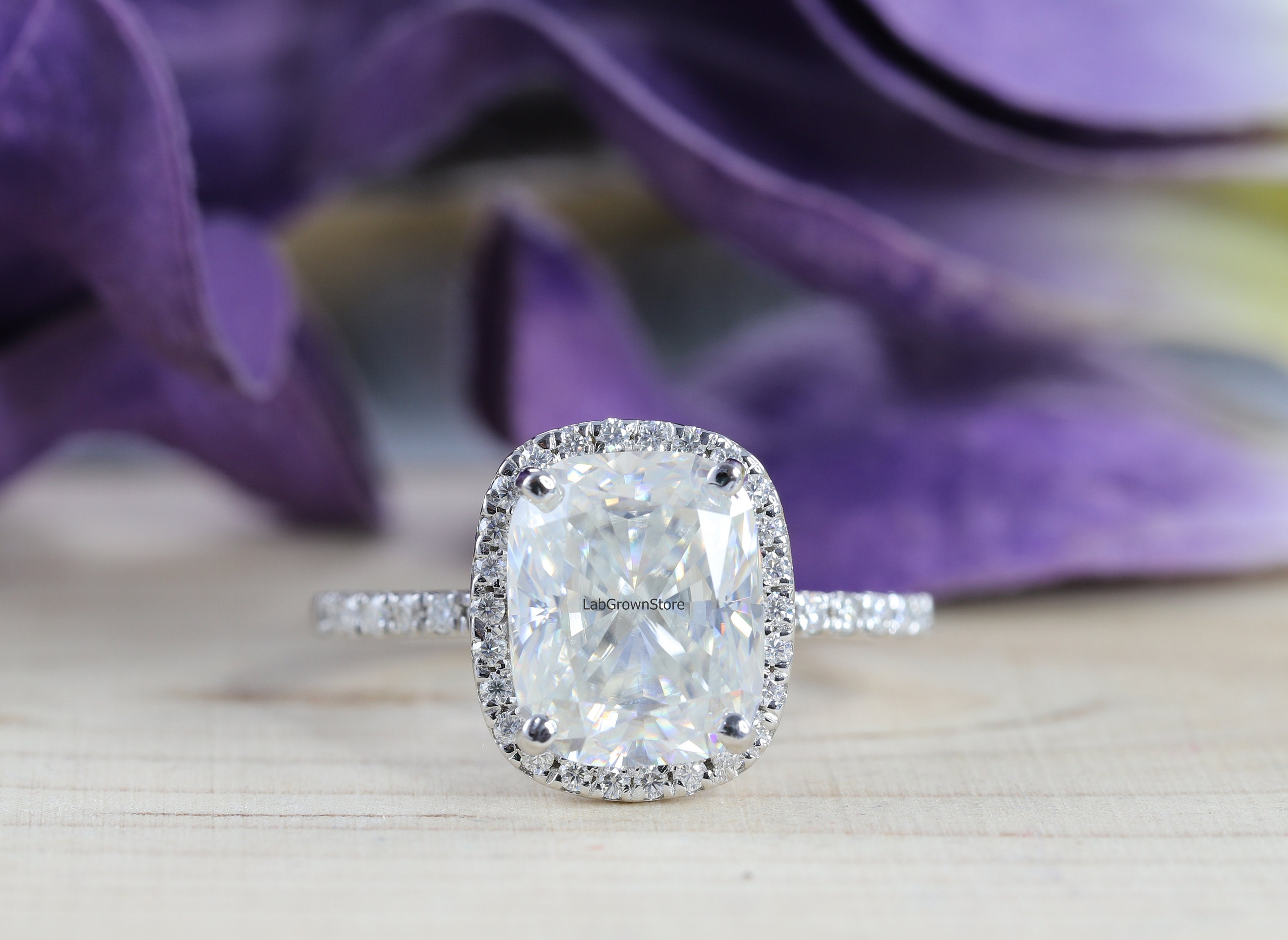 3.5 Carat Elongated Cushion Cut Moissanite Engagement Ring Etsy