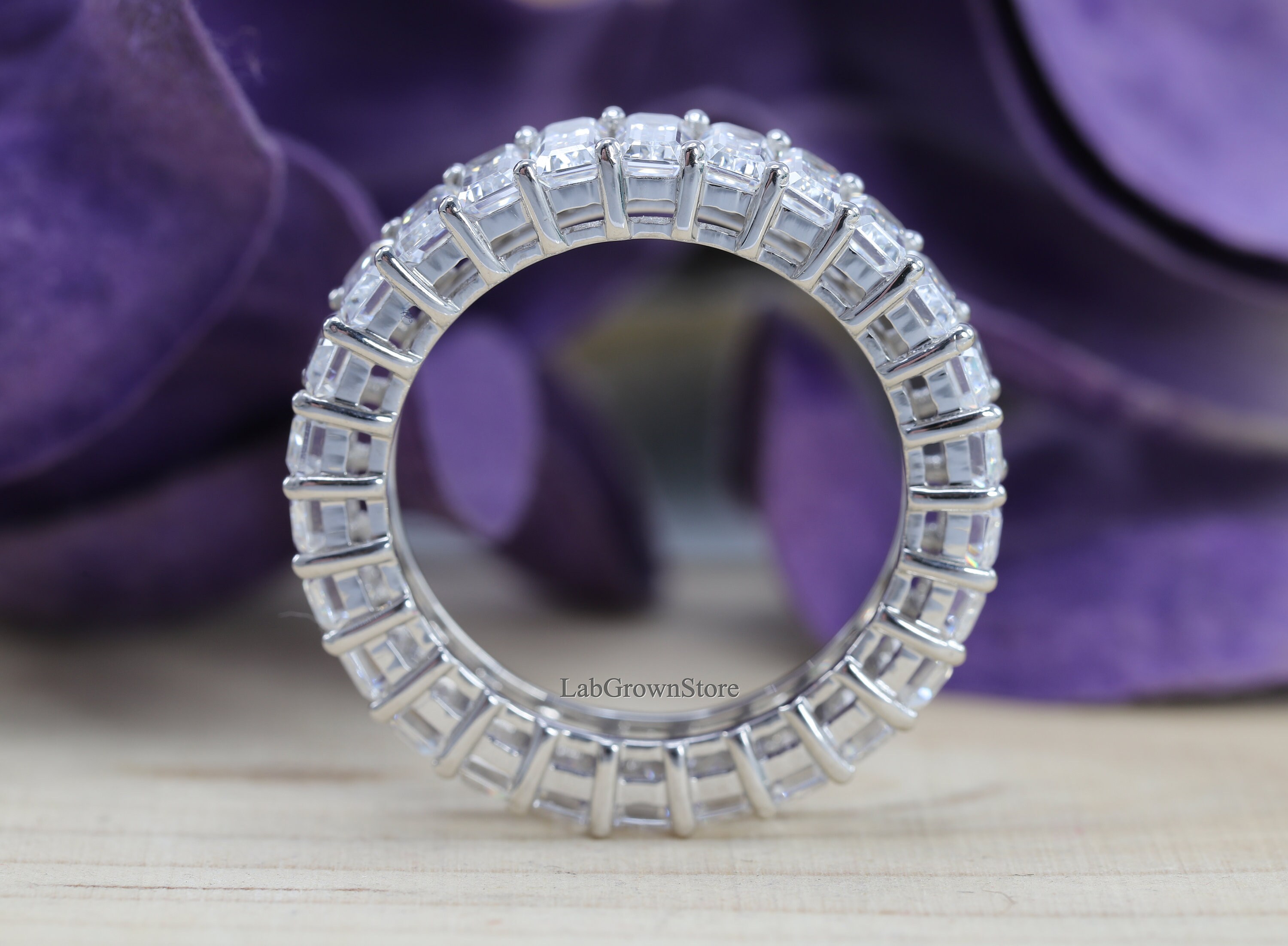 Emerald Cut Wedding Band Emerald Cut Full Eternity Band Etsy