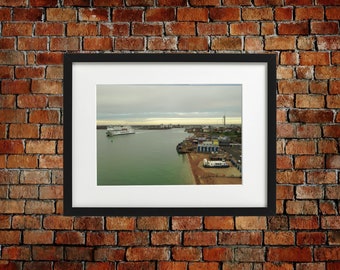 Aerial Portsmouth , Hovercraft, Brittany Ferry, Coast, Aerial photography, Portsmouth , Seaside, Old Portsmouth, Southsea, Photo gift