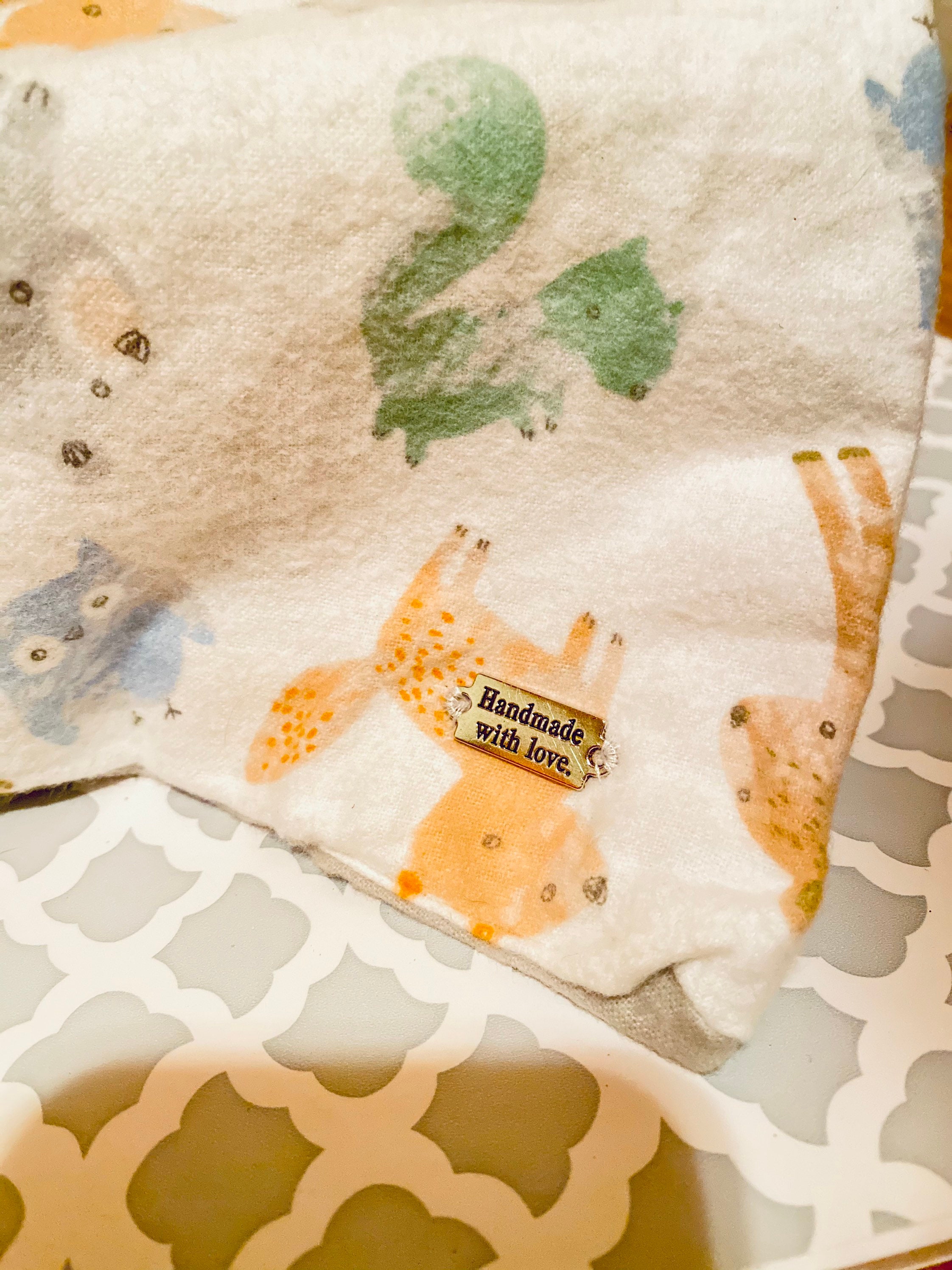 Reversible Animal Print unisex Baby Blanket with gray Etsy