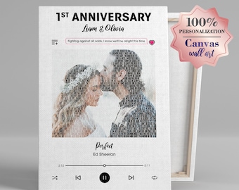 Custom Song Lyrics Canvas Print - First Anniversary Gift