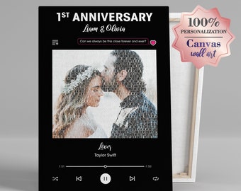 Custom Song Lyrics Canvas Print, First Anniversary Gift