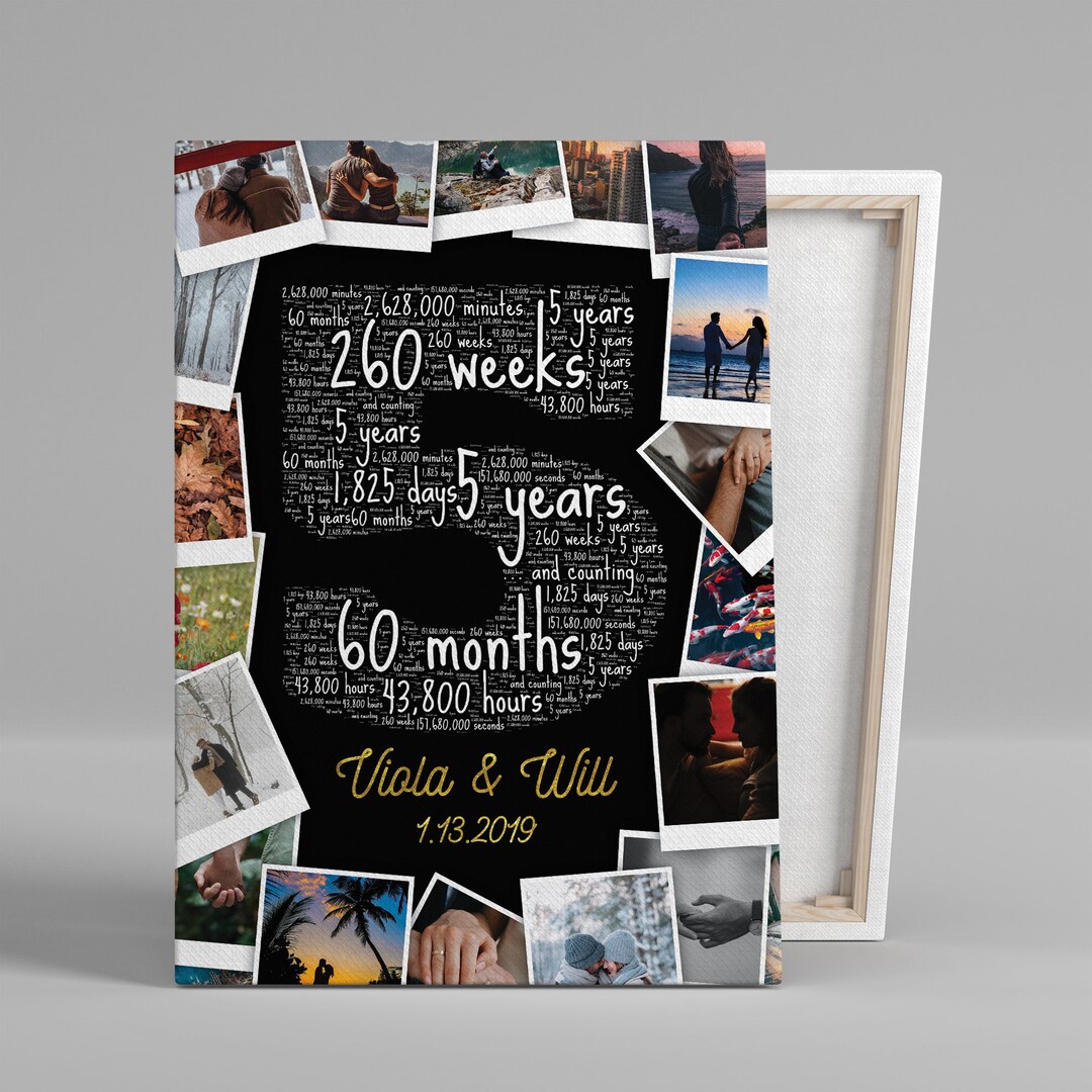 5th Anniversary Gift for Boyfriend, Fifth Anniversary Custom Photo ...