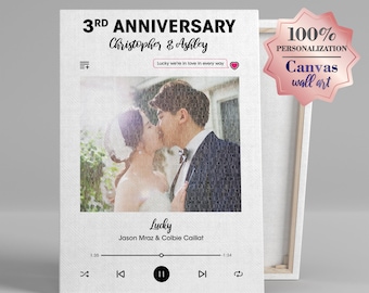 Personalized Wedding Song Lyrics Canvas Art, Anniversary Gift