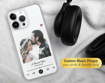 Custom music plaque, personalized custom phone case, photo song art for Apple iPhone 14 Plus / 13 Pro Max / 12 Mini / 11 Pro / XS / XR / SE