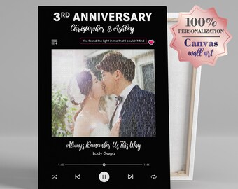 Custom Song Lyrics Canvas Print - Anniversary Gift, Personalized Wall Art
