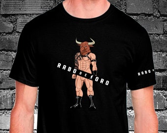 MINOTAUR Gay Men's Fetish Club Black T-Shirt with RDT logo Censored details