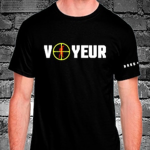 VOYEUR / ゲイメンズフェティッシュクラブ シースルー望遠鏡ディテール付きブラックTシャツ