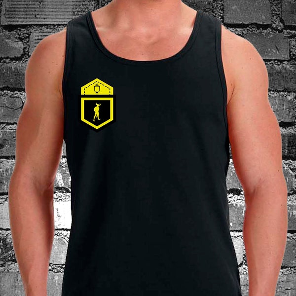 HANKY CODES Right / Gay Fetish Black Tank Top with Fake Pocket design on RIGHT side