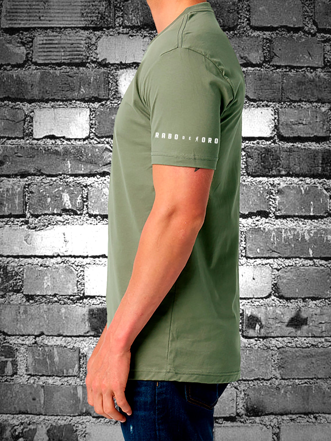 LATRINE QUEEN Gay Men's BDSM Olive Tshirt With Black Rim Seat Detail