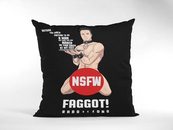 NSFW FAGGOT Gay Men s BDSM Fetish Black Cushion Cover With Tray  