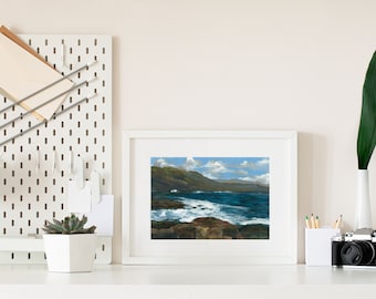 California Coast // Impressionist Landscape // 5x7  Fine Art Print of Cliffs, rocks and sea - home decor, wall art, gift, notecard