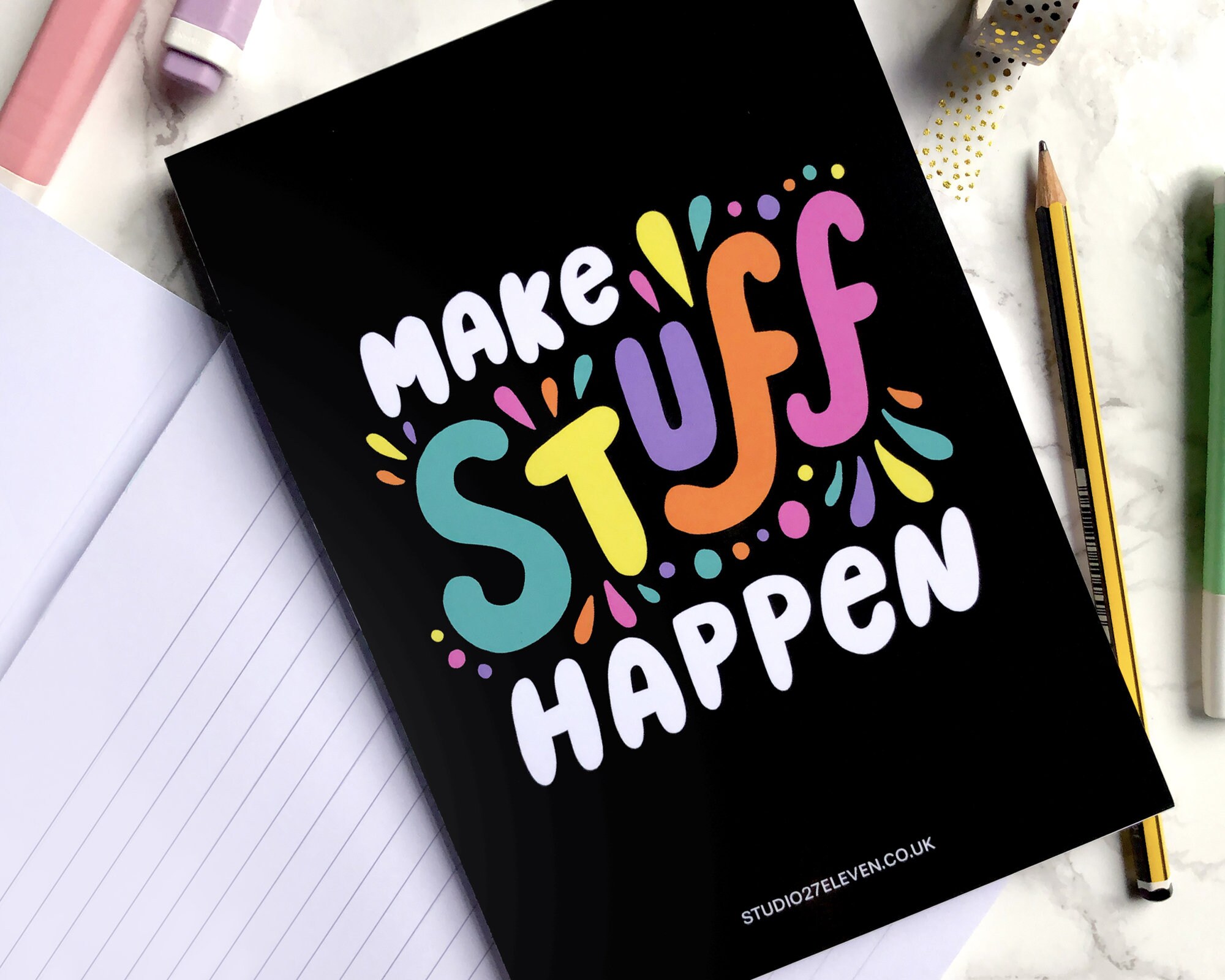 Make Stuff Happen To Do List Notebook Memo Pad Custom Etsy