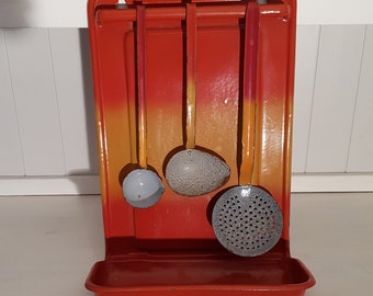 Antique kitchen plate kitchen shelf Kerkmanns rocks enamel RDH 1929 enamel typical red yellow gradient