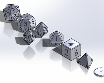 Modelos STL digitales DND numerados, esquinas afiladas y redondeadas