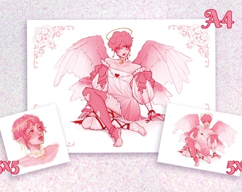 Honeymoon Cupid : 5x5/5x7 Art Prints