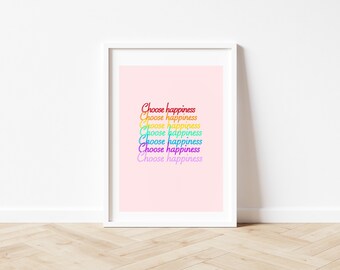 Happiness quote print, Positive Affirmation art print, Inspirational Quote wall art