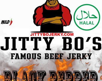 Schwarzer Pfeffer & Salz - Halal Jerky vom Rind - JittyBo berühmten Jerky vom Rind - Qualität Great Tasting Jerky - hergestellt in den USA