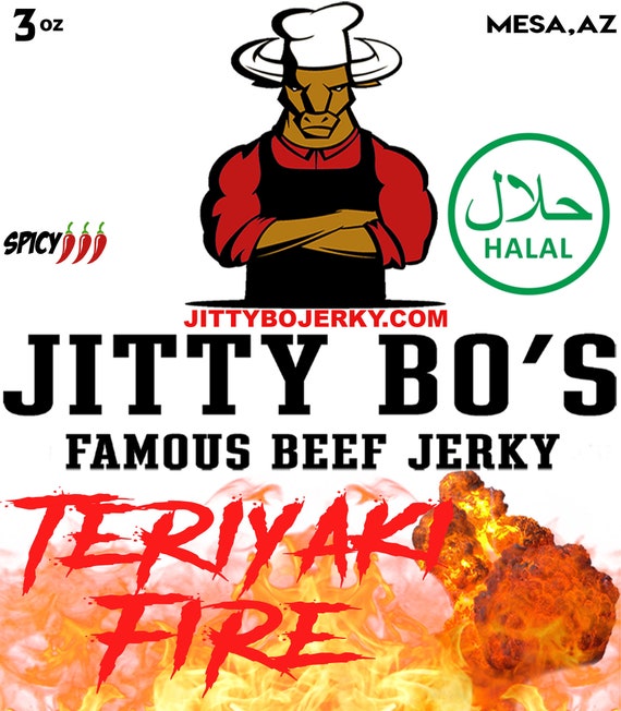 Halal Beef Jerky - JittyBo Famous Beef Jerky - Teriyaki Fire Sweet and Spicy Beef Jerky - Quality Great Tasting Jerky - Made in USA - keto