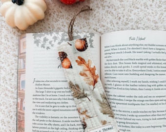 Handmade Quilted Autumn Leaves Bookmark, Reversible Fabric Book Lover Gift (Cottagecore)
