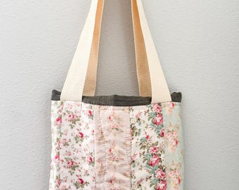 Quilted Book Tote | Cottagecore Library Bag