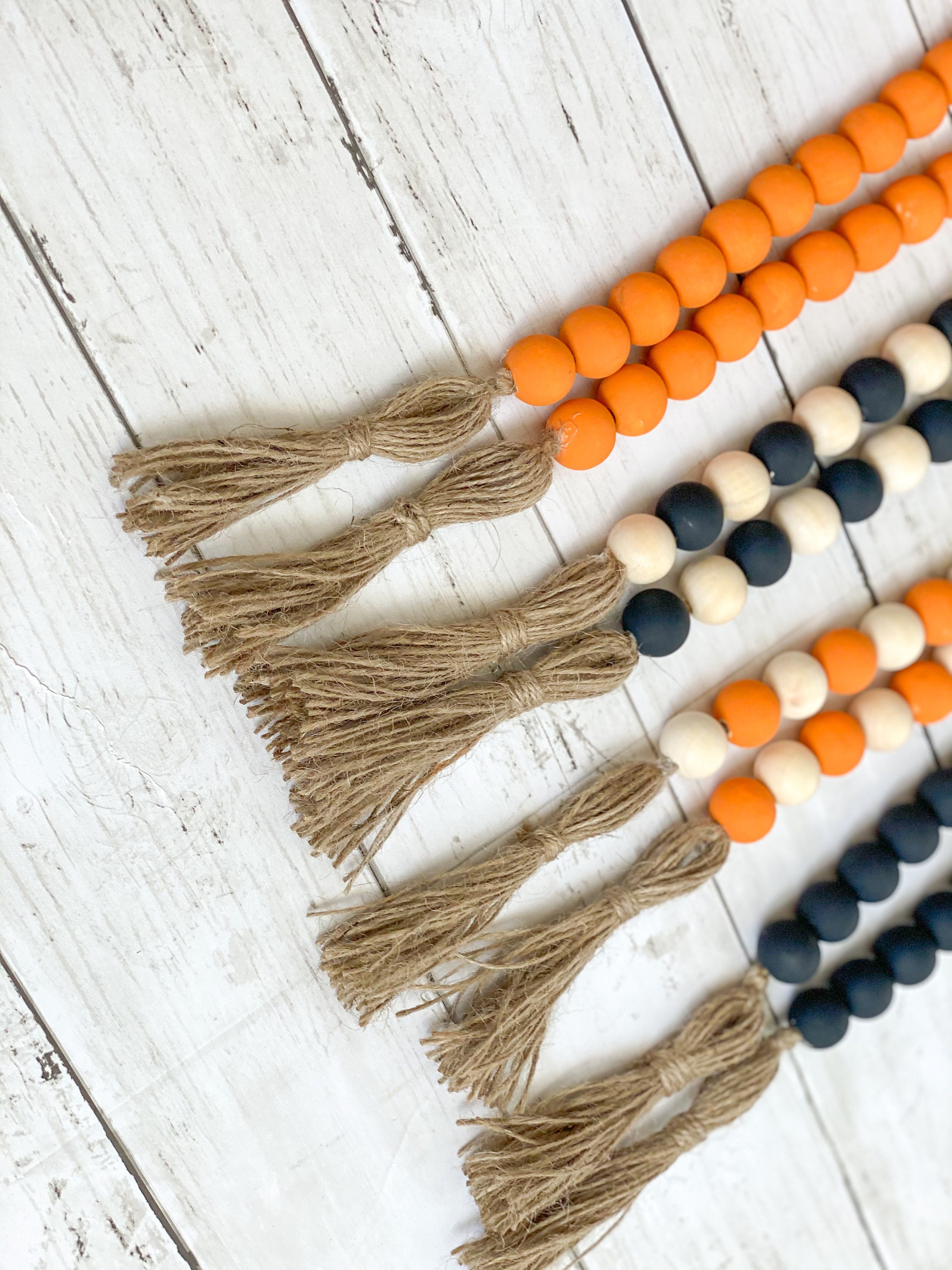 Wood Bead Garland / Decorative Garland / Fall Tiered Tray Etsy