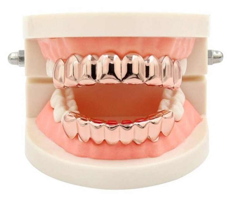 14K Gold Plated Gold Finish 6 Top Teeth 6 Bottom Tooth Hip Hop Etsy