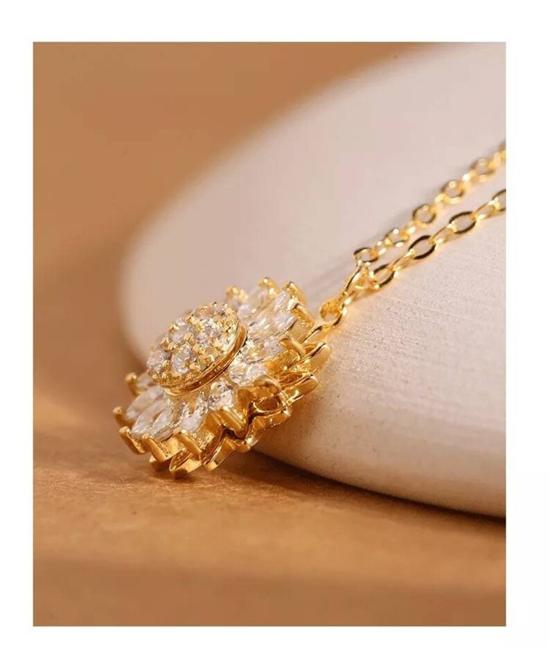 Sunflower Fidget Necklace Personalized Fashion Rotating Etsy