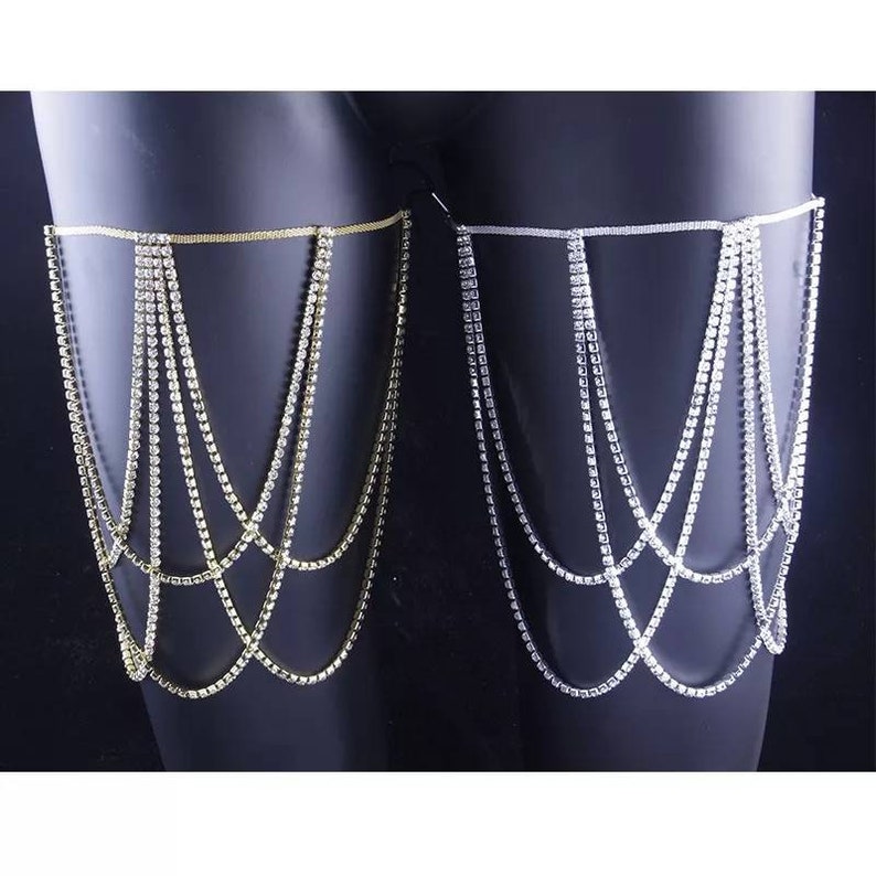 Crystal Leg Chain Bikini Body Chains Chest Chain Etsy