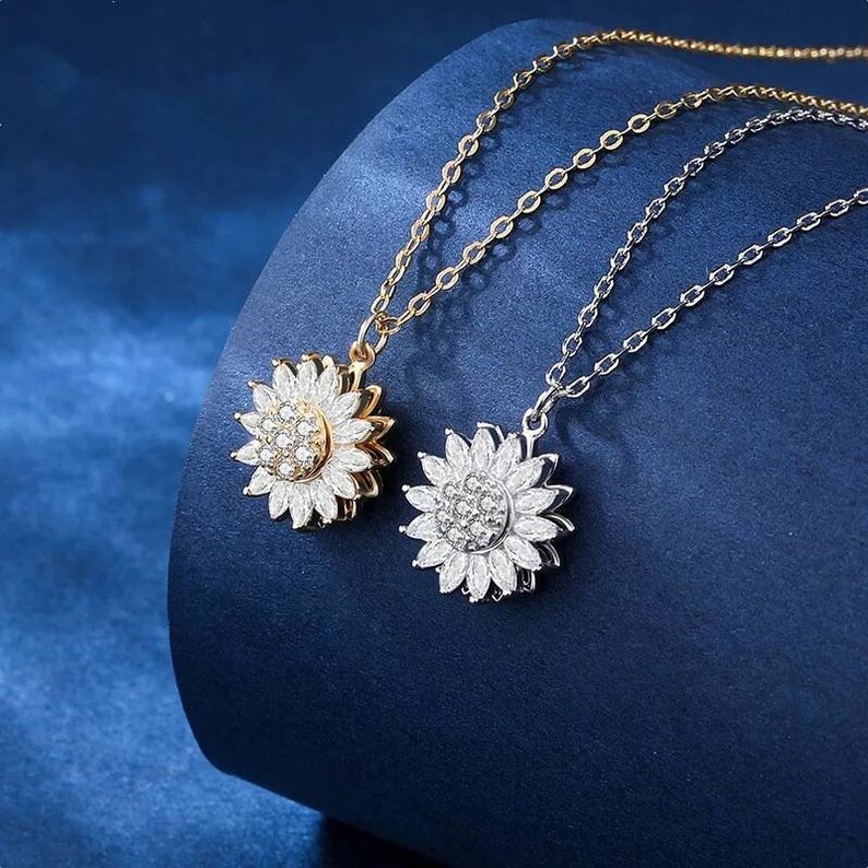 Sunflower Fidget Necklace Personalized Fashion Rotating Etsy