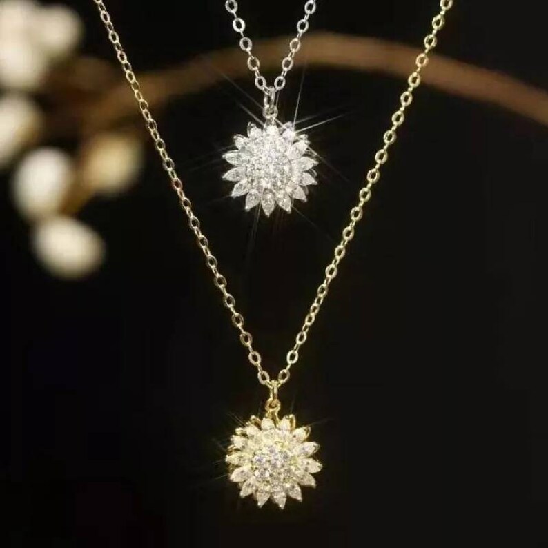 Sunflower Fidget Necklace Personalized Fashion Rotating Etsy