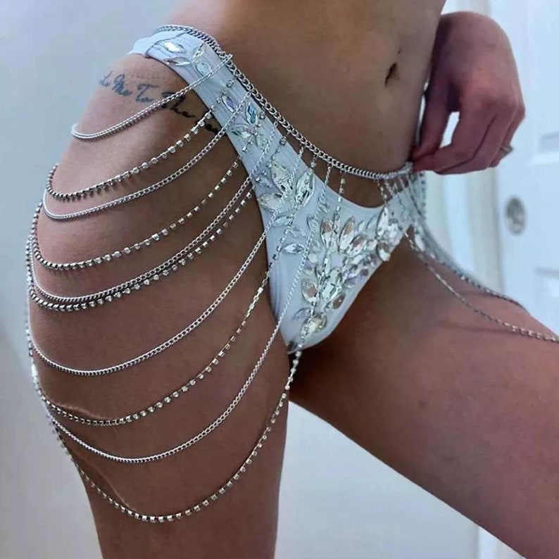 Rhinestone Body Chains Layered Crystal Waist Chain Beach Etsy