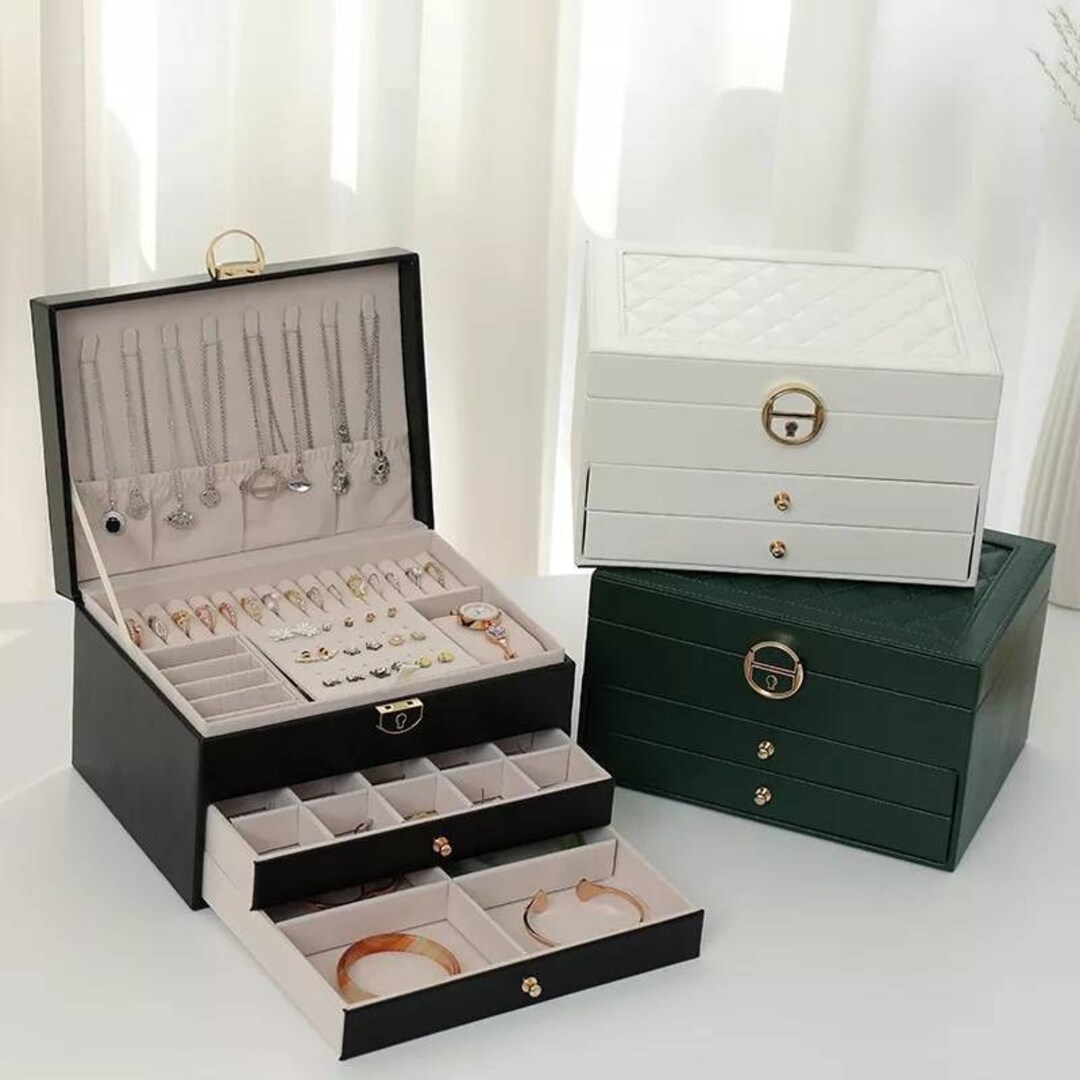 Jewelry Box for Woman Layer Large Jewelry Storage Case PU - Etsy