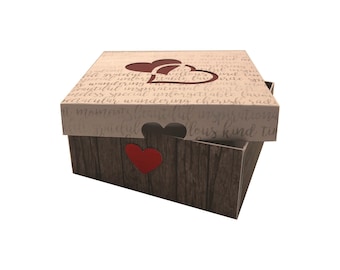 Heart Cutout Square Box SVG: DIY Gift Box with 3 Lid Designs