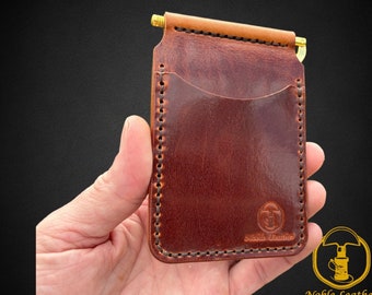 Handmade Italian Money Clip Wallet, Front or back pocket use - lifetime Guarantee. Unique gift.  Conceria Walpier Dash - luxury Italian Hide