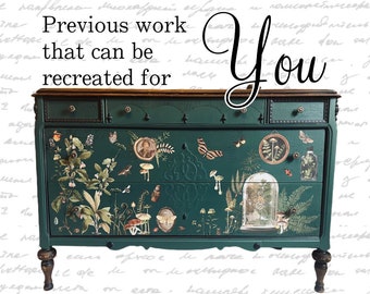 Green Vintage Dresser | Dark Cottage Dresser | Cabinet of Curiosities | Custom Dresser