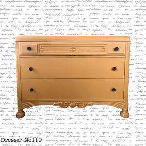 Antique Yellow Painted Waterfall Dresser | Art Deco