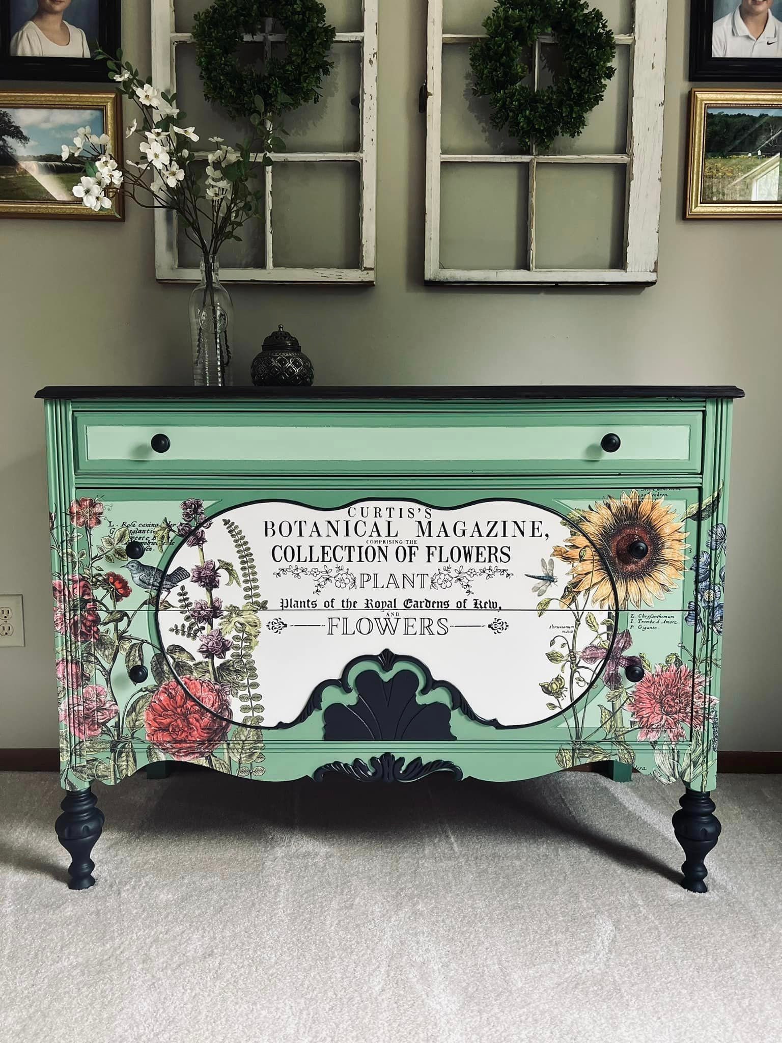 Vintage Dresser Sunflower Dresser Farmhouse Dresser Etsy