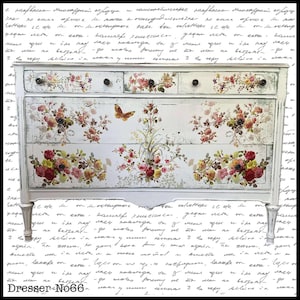 White Farmhouse Floral Antique Long Dresser