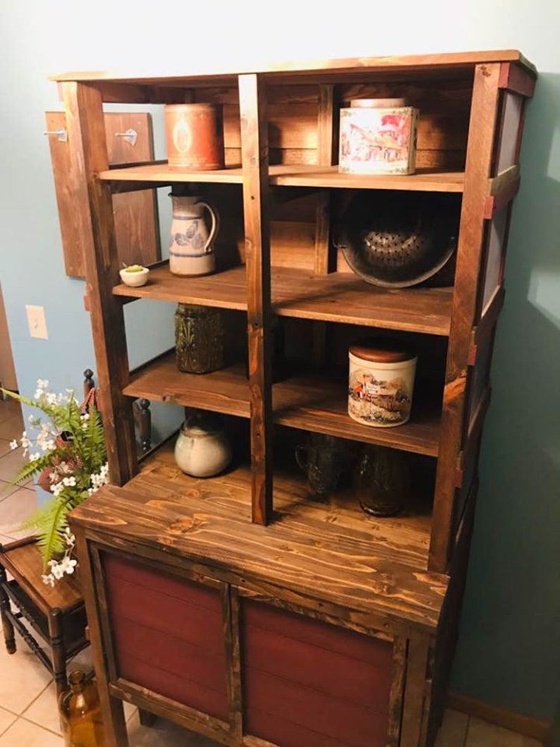 Primitive Kitchen Pie Safe Hutch Step Back Etsy