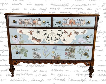 Antique Dresser. French Country Dresser. Farmhouse Decor. Entry Way Decor. Painted Dresser. Butterfly Dresser.