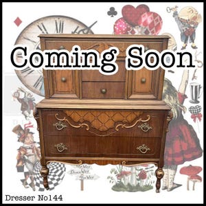 Cream Alice in Wonderland Antique Tall Dresser