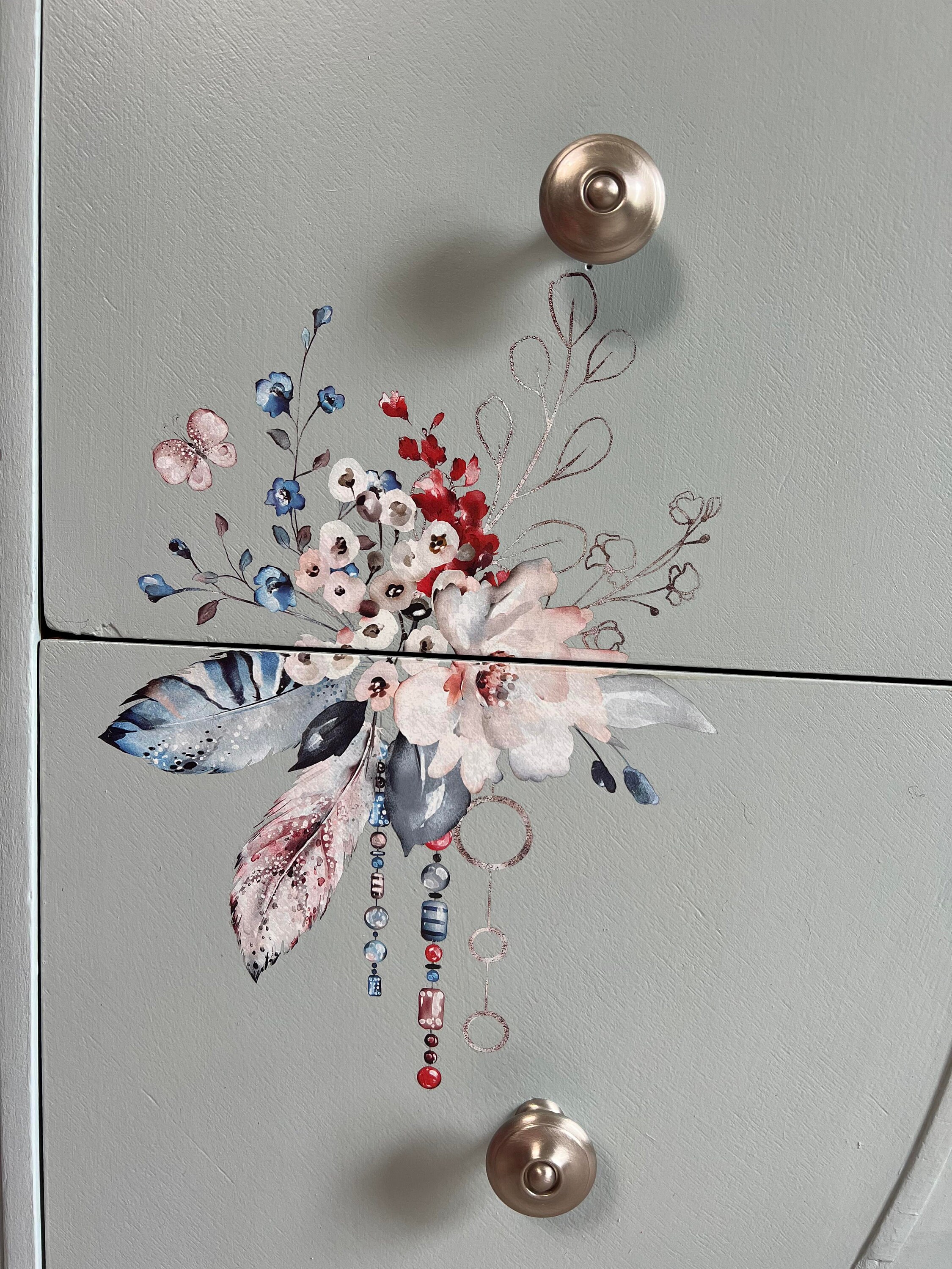 Vintage Dresser Tall Blue Dresser Boho Dresser Bohemian Etsy