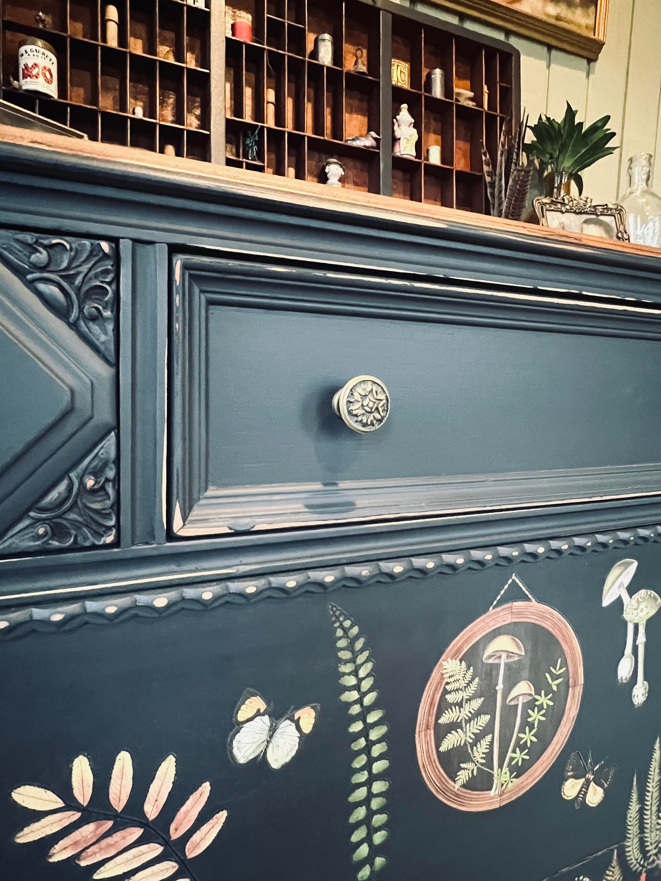 Black Vintage Dresser Dark Cottage Dresser of Curiosities Custom Dresser Etsy